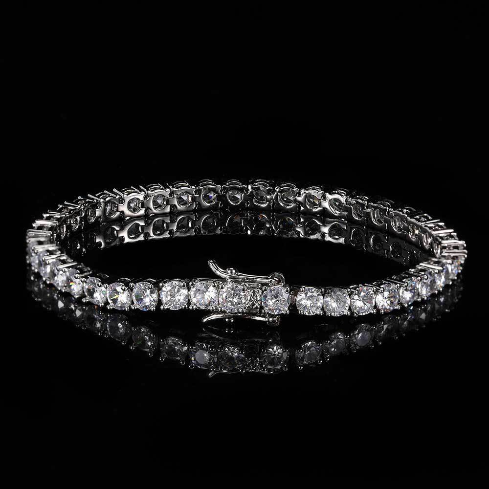Luxurious Square Diamond Iced Out Tennis Bracelet  WHITE GOLD Plated Brass.
