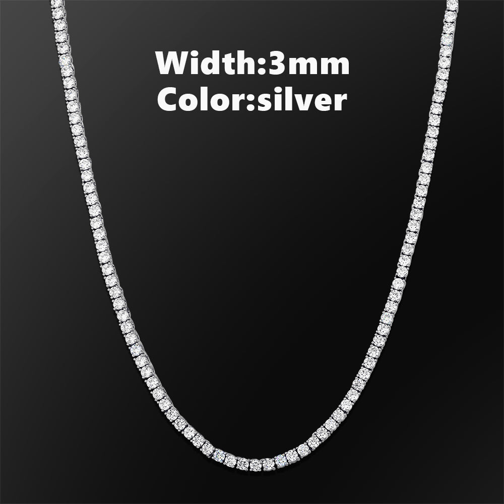 Luxurious Square Diamond Iced Out Tennis Necklace  WHITE GOLD Plated Brass.